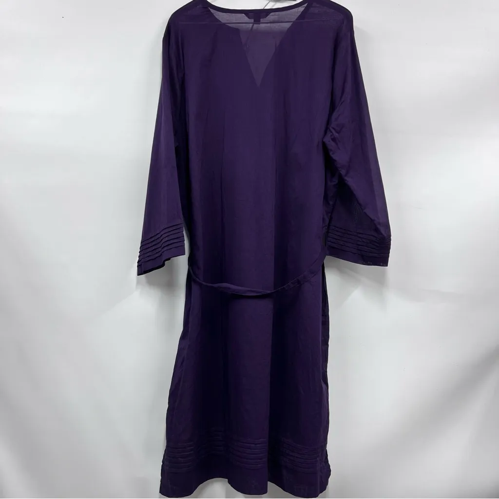 Lands' End xl 18-20 Rich Purple Garment 100% Baumwolle long sleeve belted sheer - Image 8