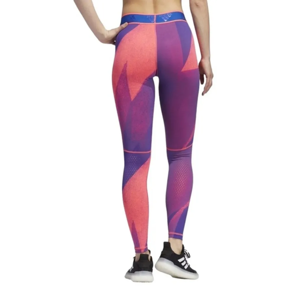 NWT Adidas Alphaskin Graphic Mid Rise Training Tights in Signal Pink/Team Roy - Image 93