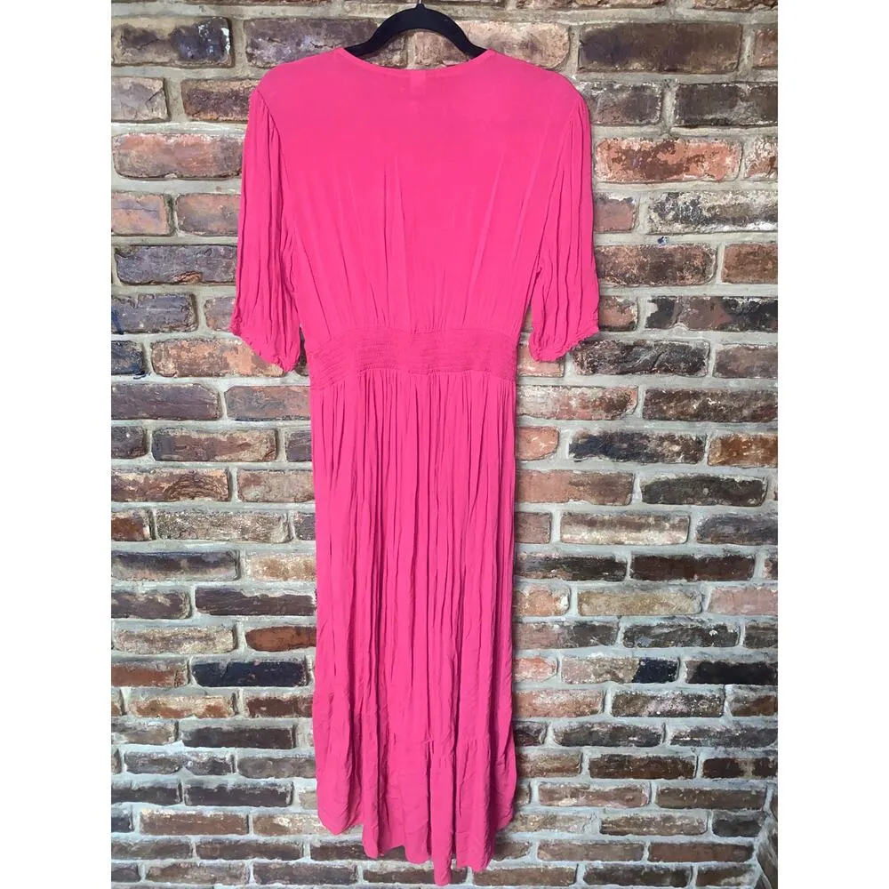 NWT Old Navy Pink Short Sleeve Empire Waist Surplice Maxi Dress Women's Small - Image 7