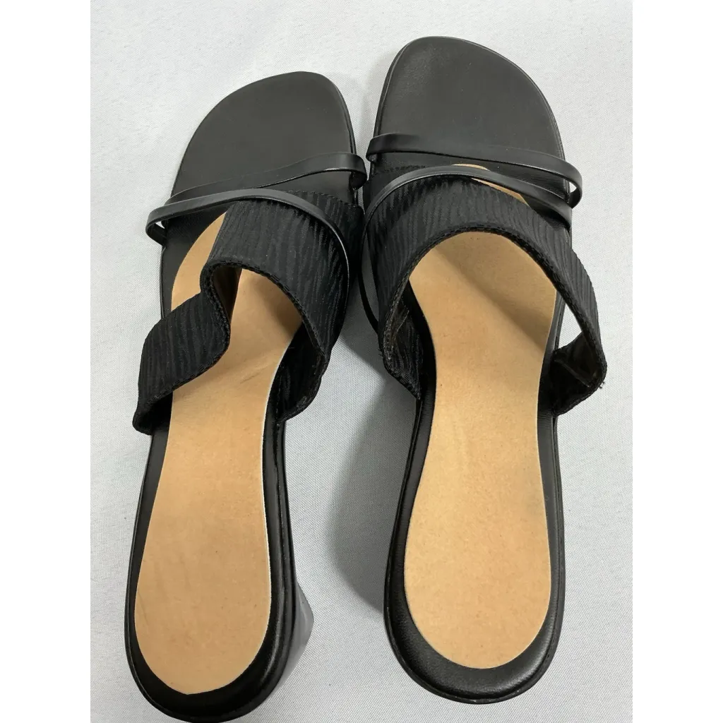 Womans White Stag Reece Slipon Strappy Sandals 9.5 Black Wedge Heel - Image 4