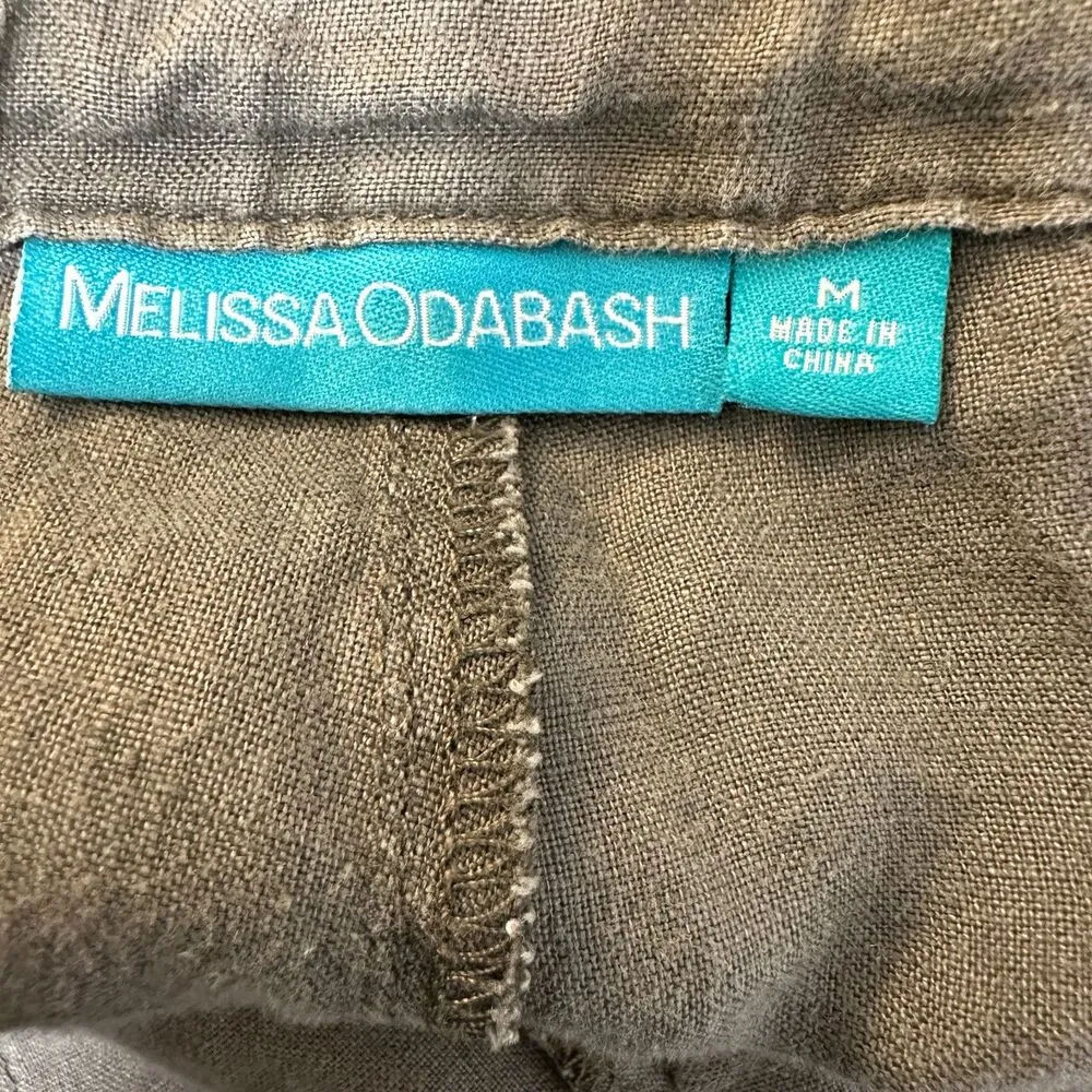 Melissa Odabash Green Flowy Drawstring Linen Pants Size Medium - Image 4