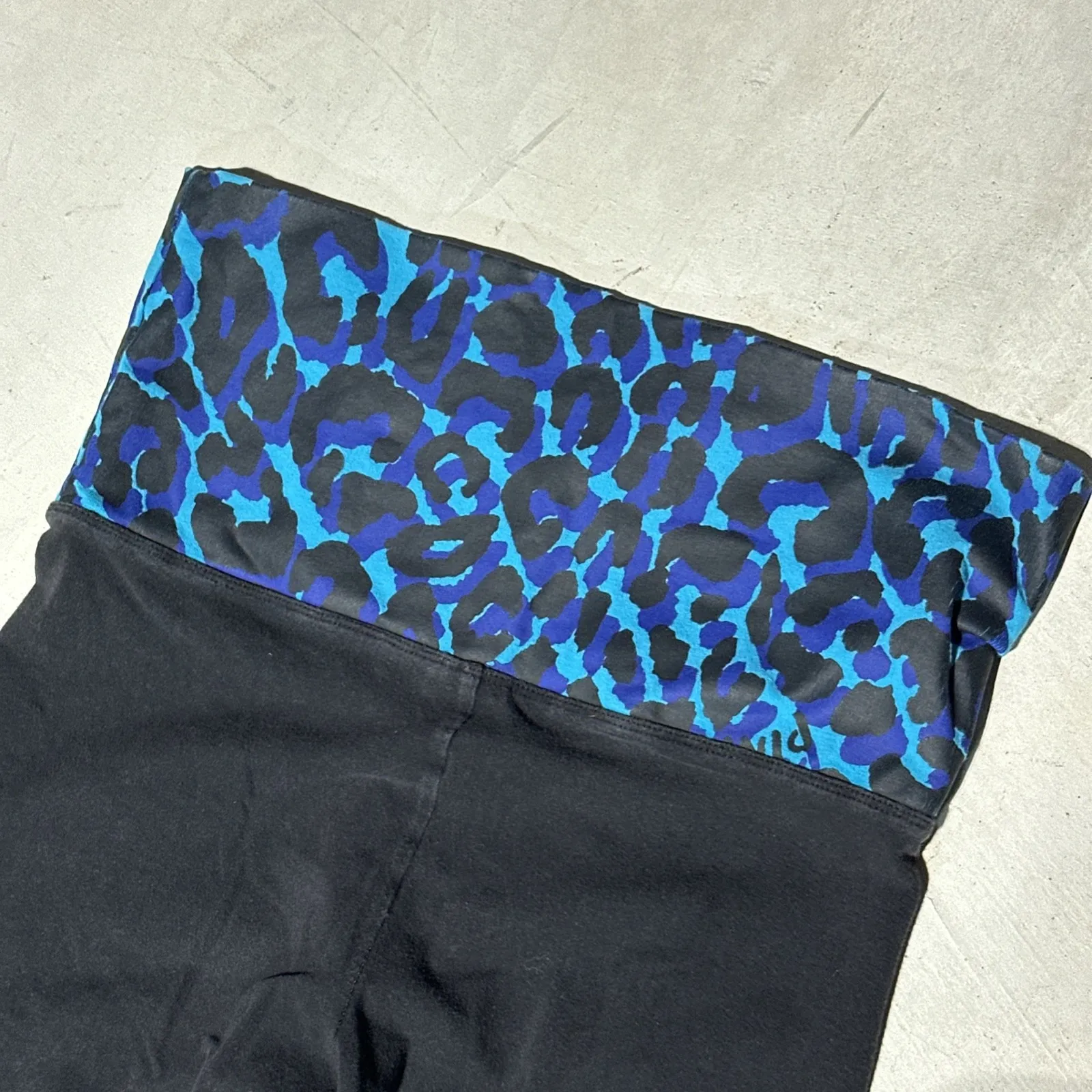 2011 Victoria's Secret PINK Y2K Blue Bling Foldover Leggings Yoga Pants SZ L - Image 4