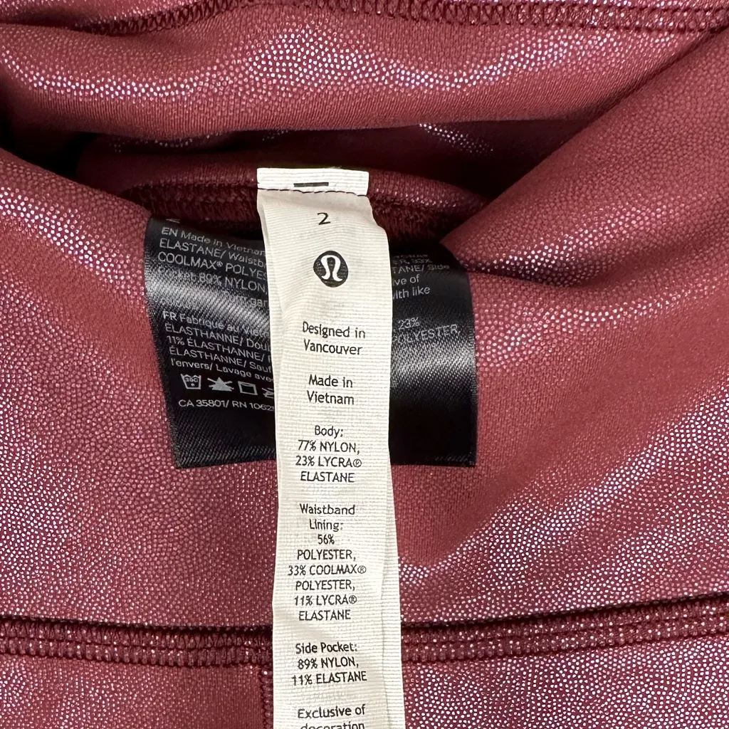 Lululemon Wunder Train High-Rise Tight with Pockets 25" Red Foil Leggings Sz 2 - Image 6