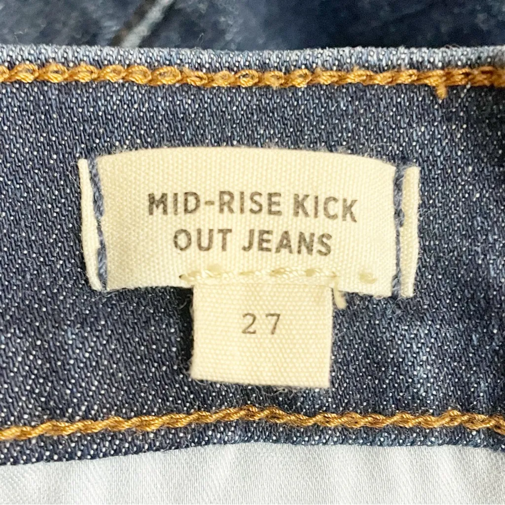 Madewell Mid Rise Kick Out Jeans Size 27 Blue Stretch Denim Cropped Dark Wash - Image 9