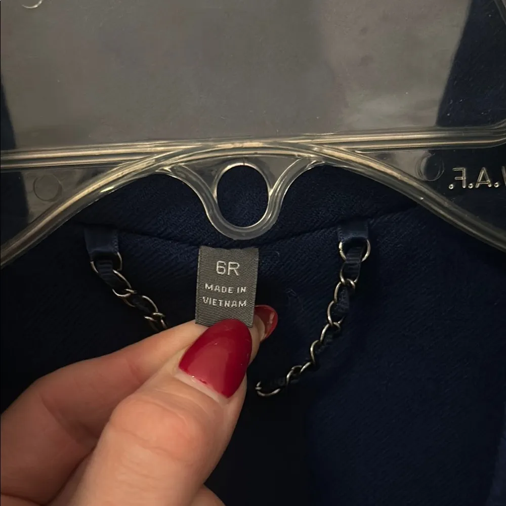 Blue long wool blend pea coat winter jacket! Size 6R! - Image 4