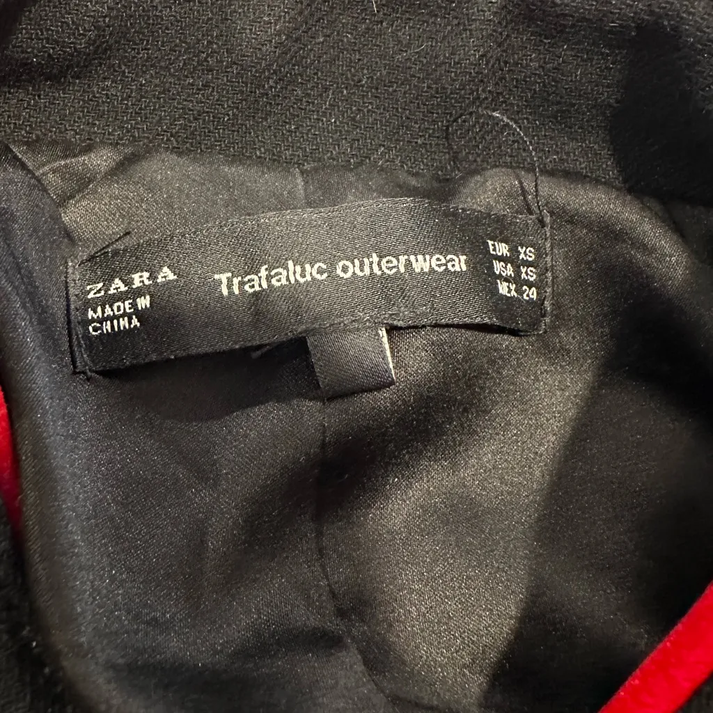 ZARA Trafaluc Sz: XS Black Military Style Embroidered Jacket Floral Birds Gold. - Image 6