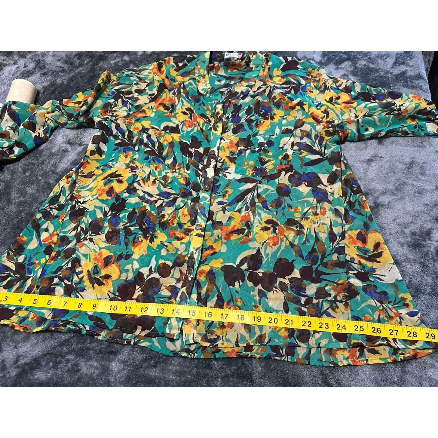 Kut From The Kloth Floral Pattern Button Up Blouse Size XL - Image 5