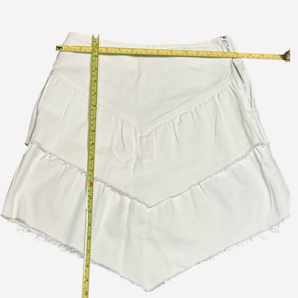 Pink Lily Off White Raw Hem Layered Skirt Pleated Side Zipper Size XS Festival‎ - Image 3