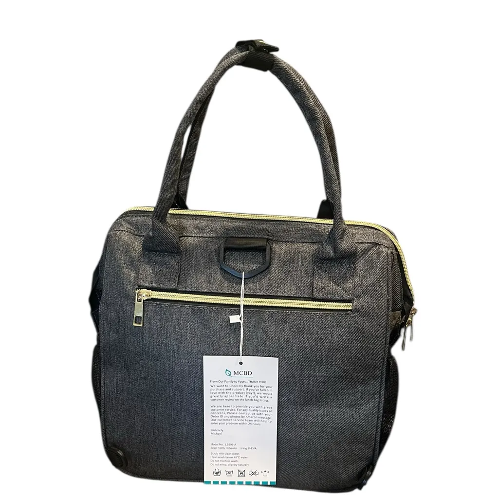 NWT MCBD Gray Insulated Lunch Tote Bag Double Handles Shoulder Strap Pockets - Image 6