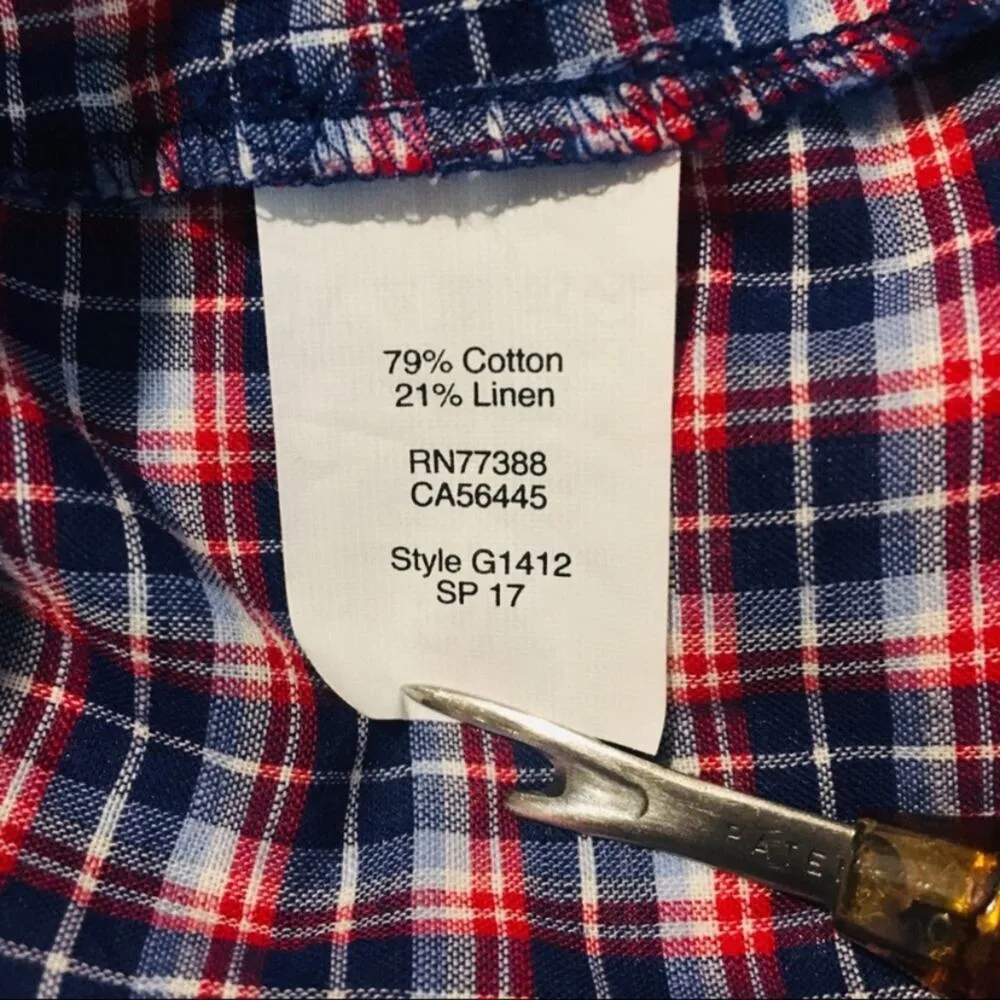 Madewell Red Blue Plaid Blouse XS - Image 6