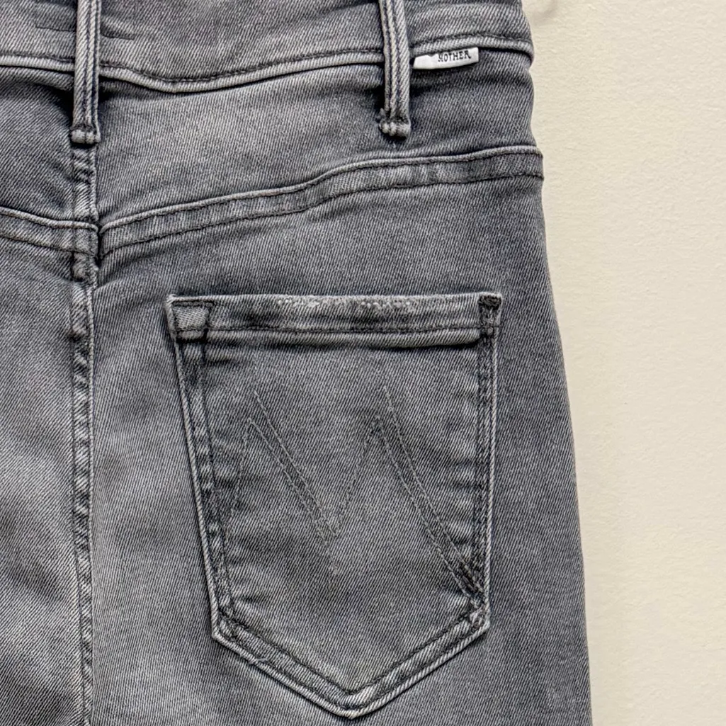 MOTHER The Hustler Ankle Jean High Rise Straight Stretch Black Gray Size 25 - Image 9