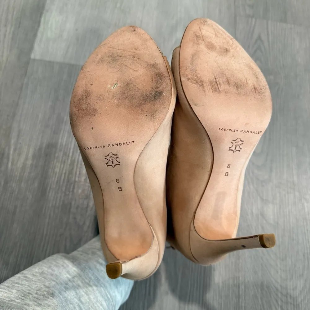 Loeffler Randall Sloane Perforated Suede Peep Toe Heeled Booties in Shell 8 - Image 9