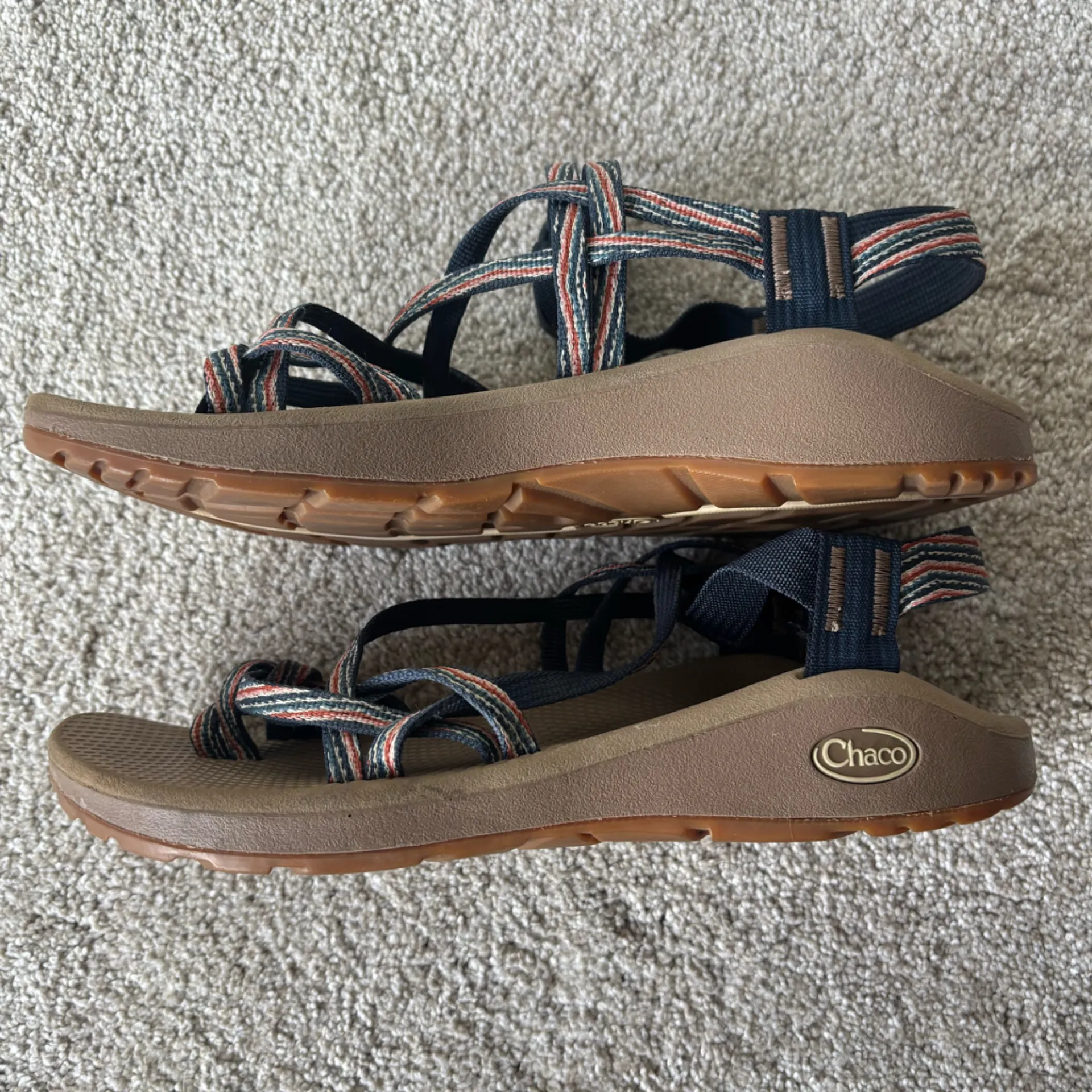 Chacos Chaco ZCloud X2 Double Strap Toe Loop Multicolor Sport Sandals Tan Blue Water - Image 5