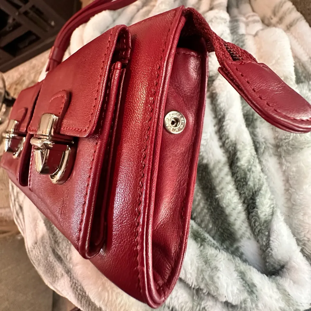 Wilsons Leather Red Zipper Close Wallet with Silver hardware - Image 8