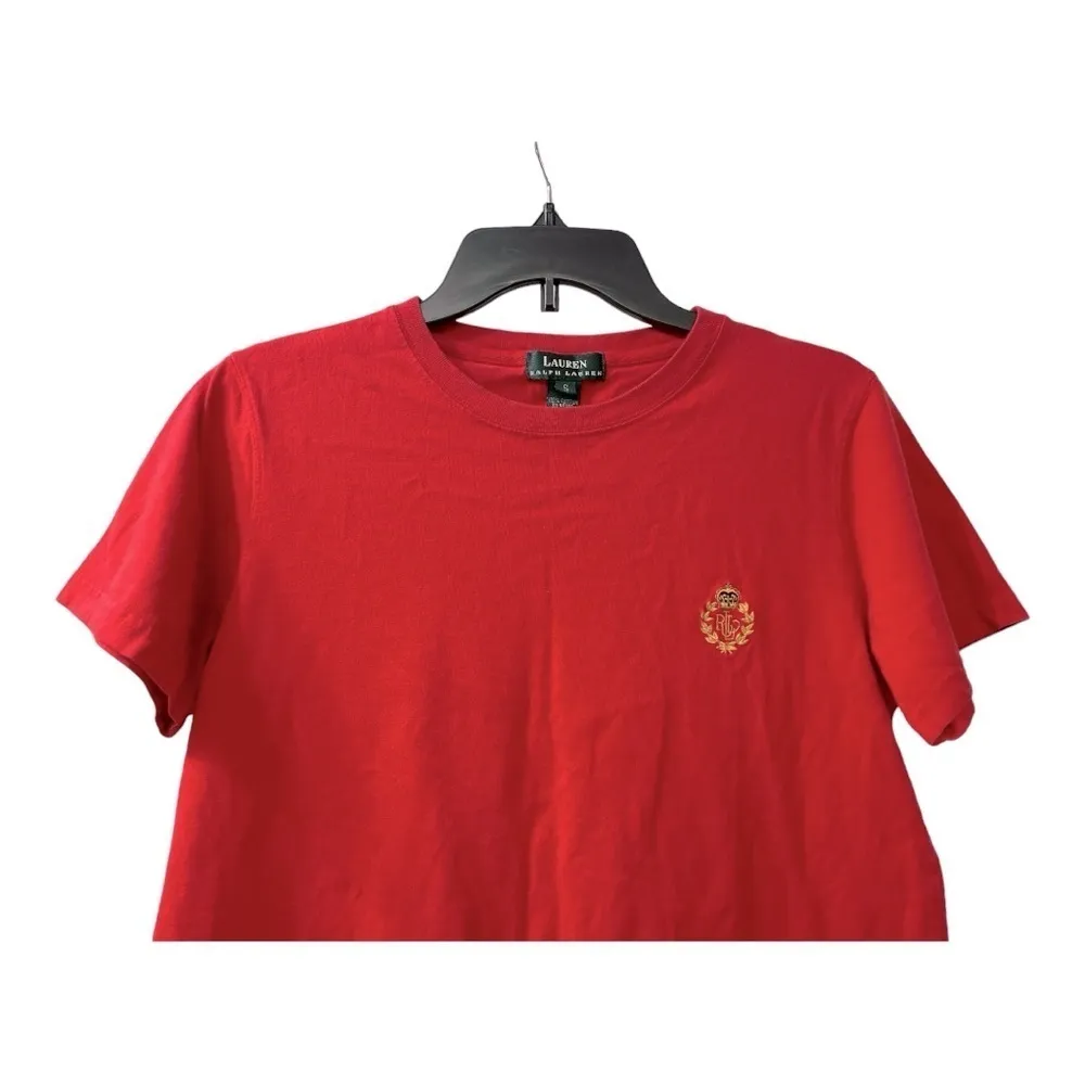 Lauren Ralph Lauren Women's Red Crewneck T-shirt Embroidered Logo
Small - Image 5