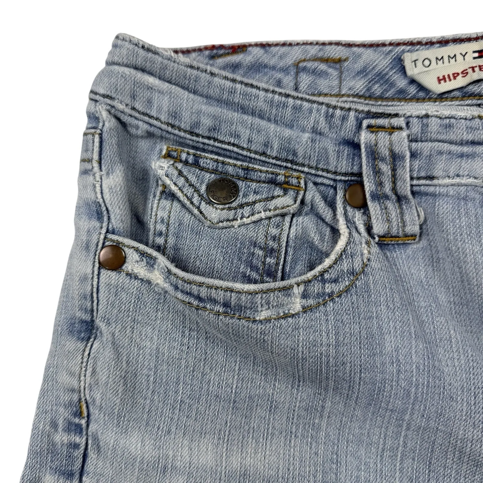 Tommy Hilfiger Women's Hipster‎ Boot Jeans Size 30"x31" Light Wash 2004 Vintage - Image 5