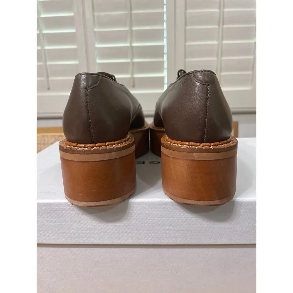 Clergerie Brooks Wooden Effect Platform Oxford Brown Leather Sz 5.5 US 36 EU NIB - Image 9