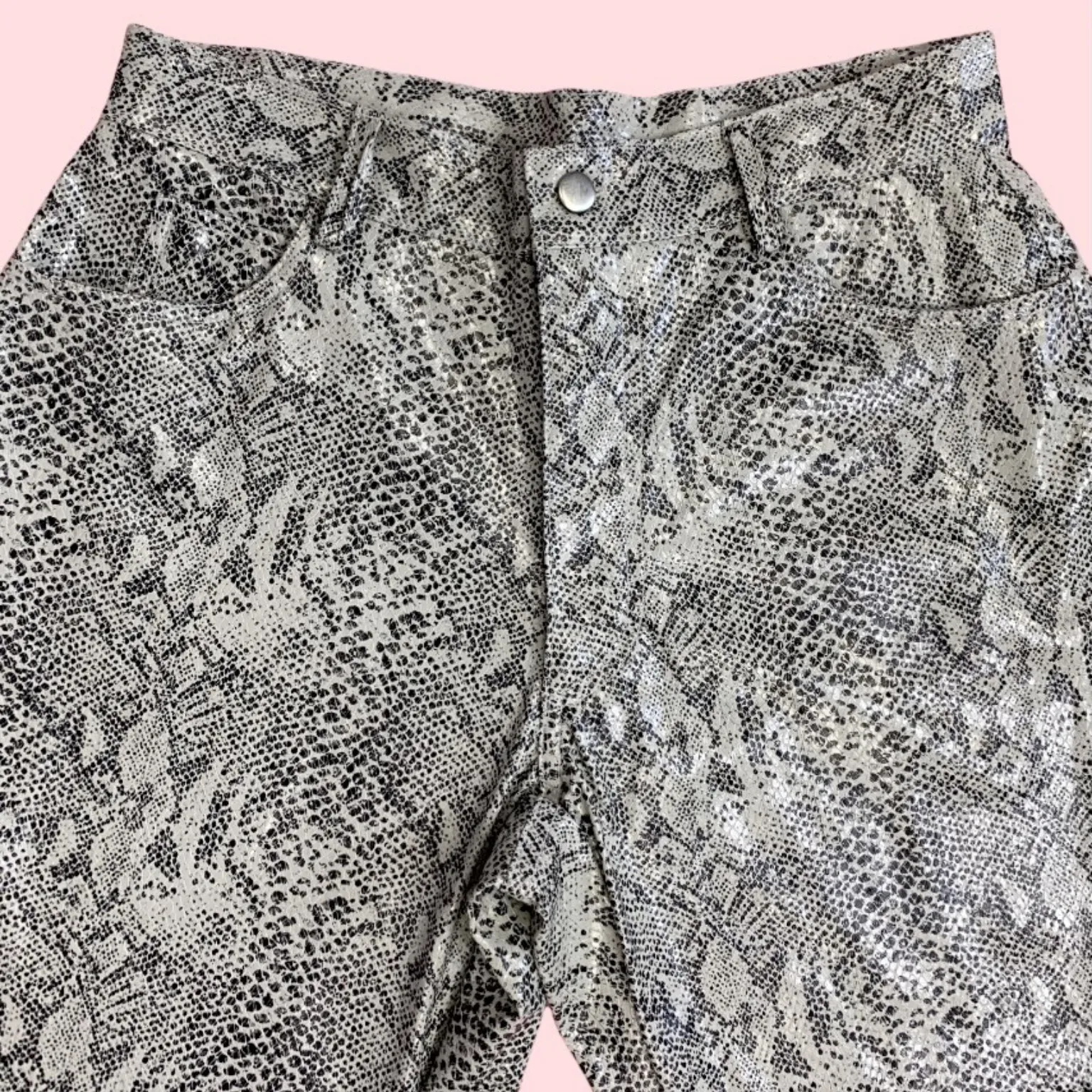 Vintage Y2K Snake Skin Pants Size 5/6 Gray - Image 4