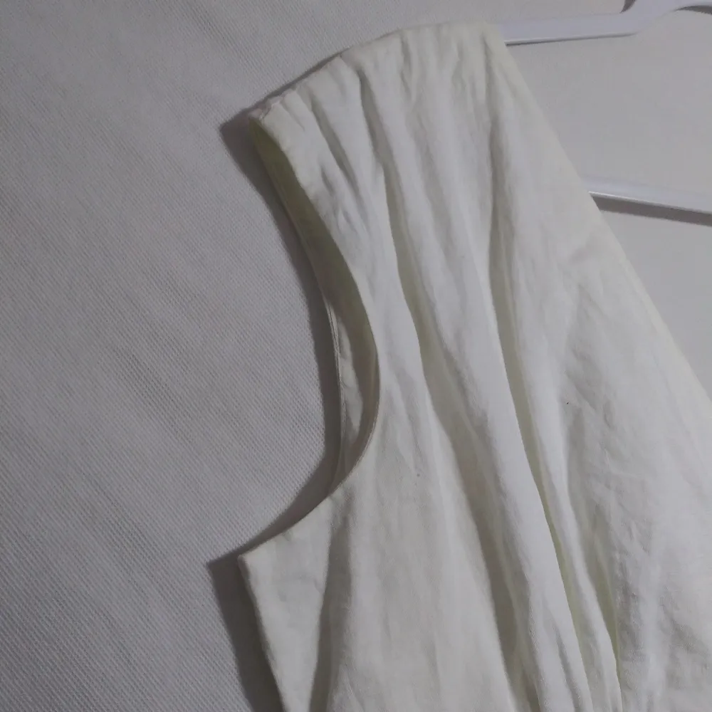 Liz Claiborne White Linen Midi Eyelet Trim Sleeveless Beachy Wedding Dress Sz 16 - Image 6