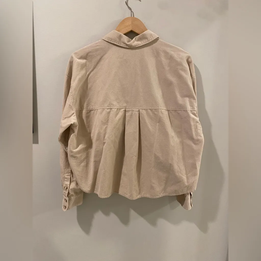 Madewell - High Low Cropped Corduroy Button Up Top Size Medium - Image 6