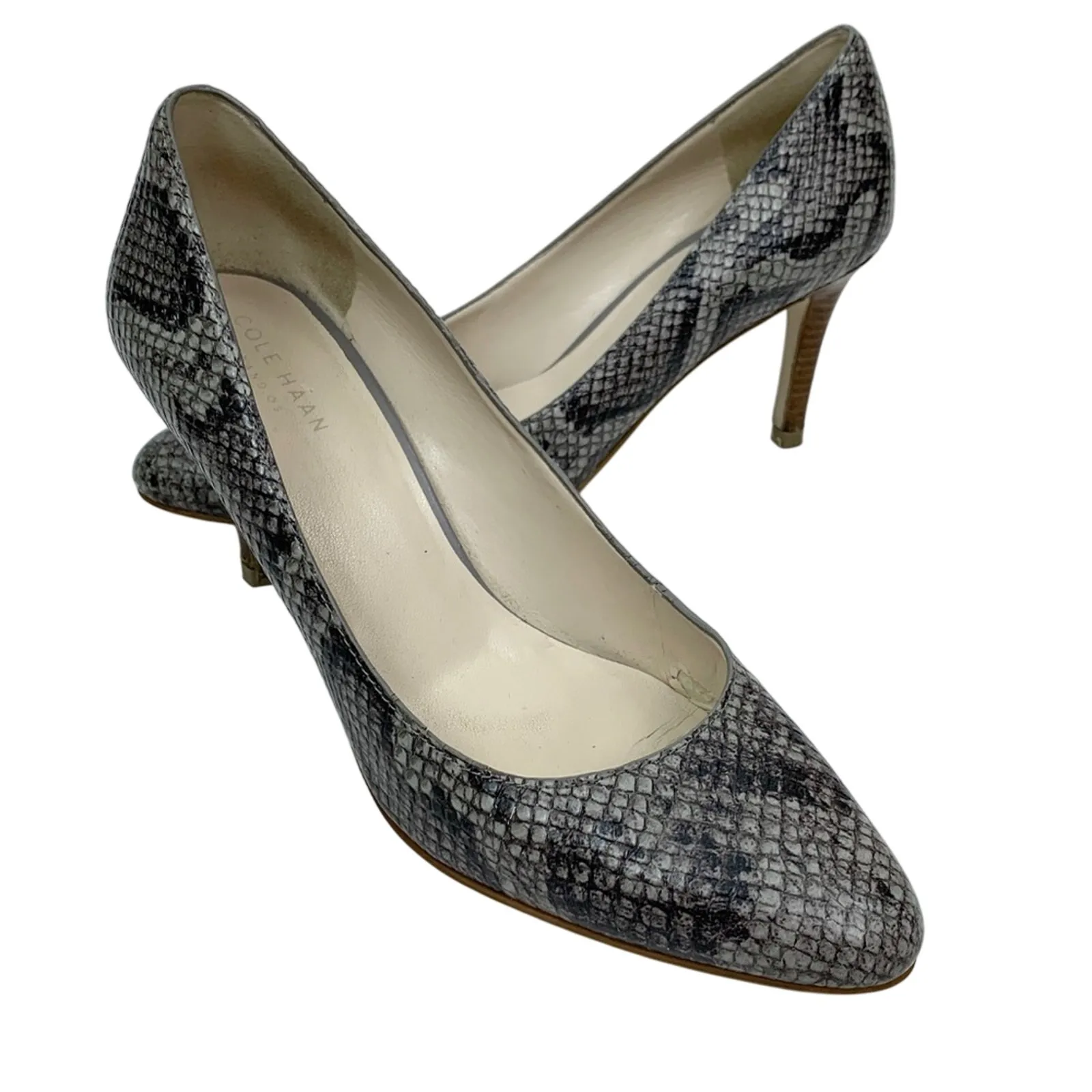 Cole Haan Grandos Women's 3 1/2 " Classic Almond Toe Pump Heels Snakeskin Size 8 - Image 12