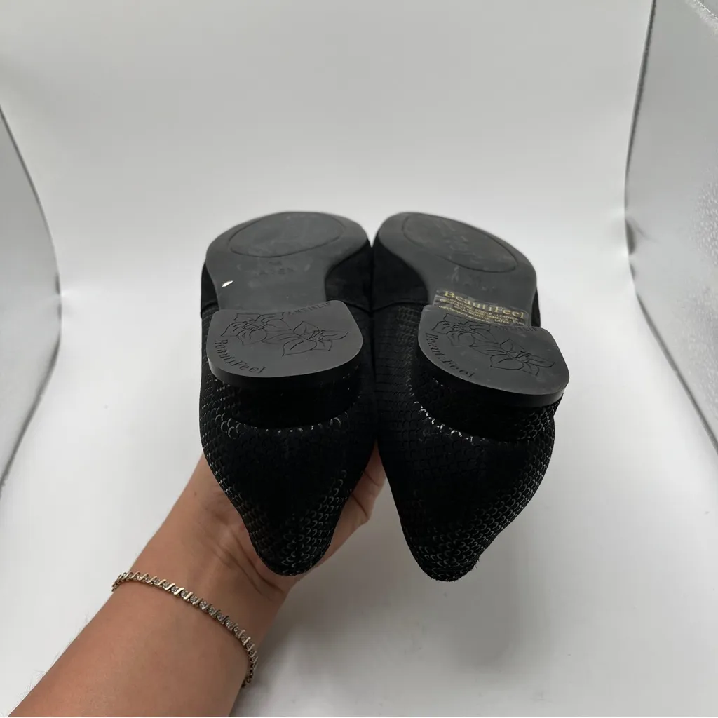 BeautiFeel Saoirse Black Shiny Scale Print Pump Flats Z3088 Size 36 EU US 5 - Image 9