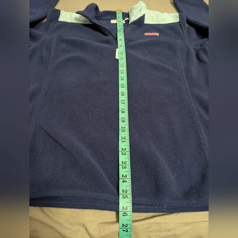 Vineyard Vines Fleece Quarter Zip Pullover Women's Medium Two Tone Blue - Image 9