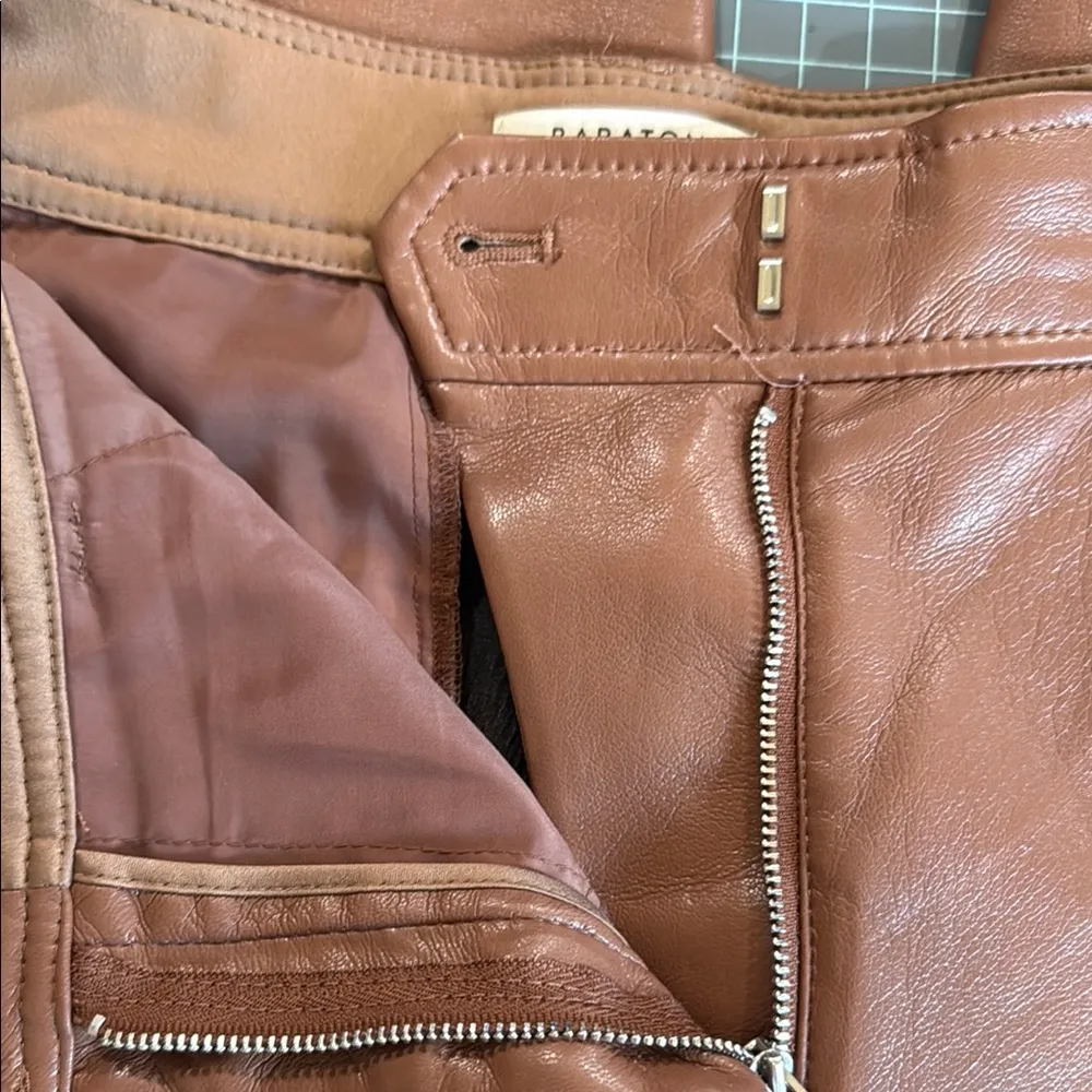 Babaton Pants women’s 4 light brown foux leather high rise - Image 4