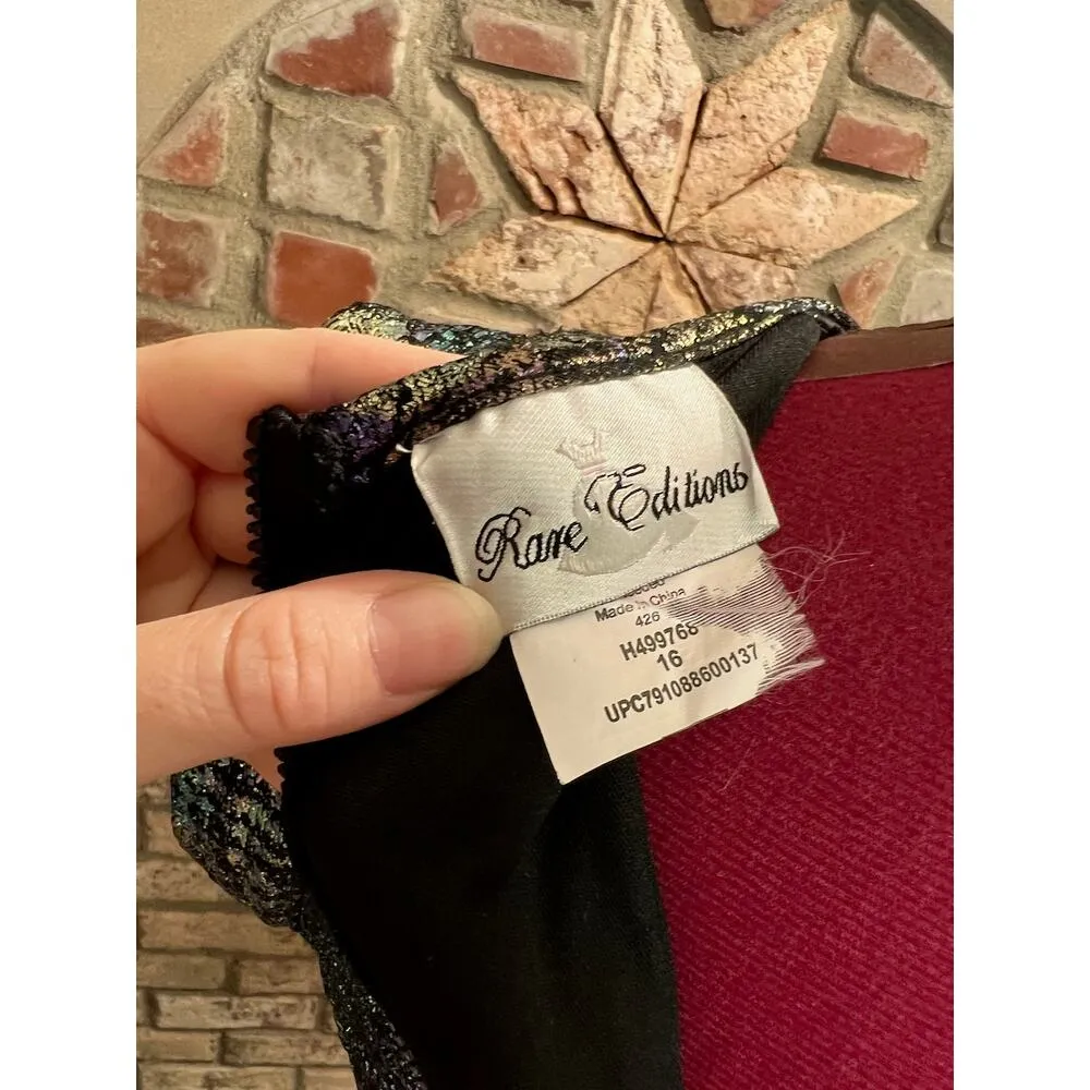 dress fit and flare metallic rainbow 1990s purple green silver glam - Image 7