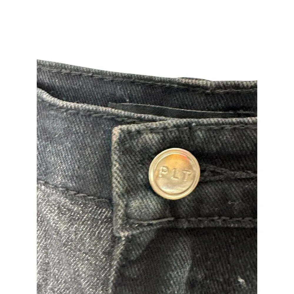 PrettyLittlethings Black Distressed Denim Jean Shorts Size 4 - Image 3