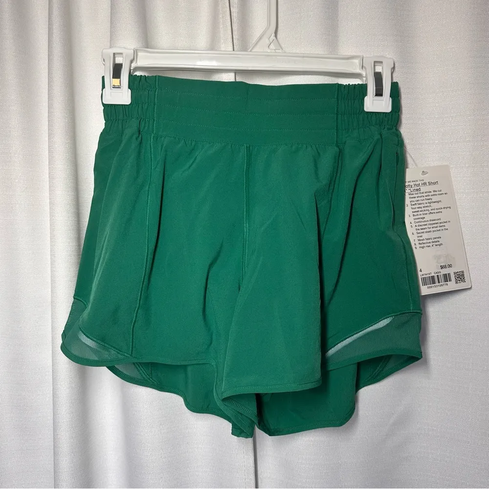 New Lululemon Shorts Size 4 Hotty Hot High Rise HR Lined 4" CASG Green Running - Image 6