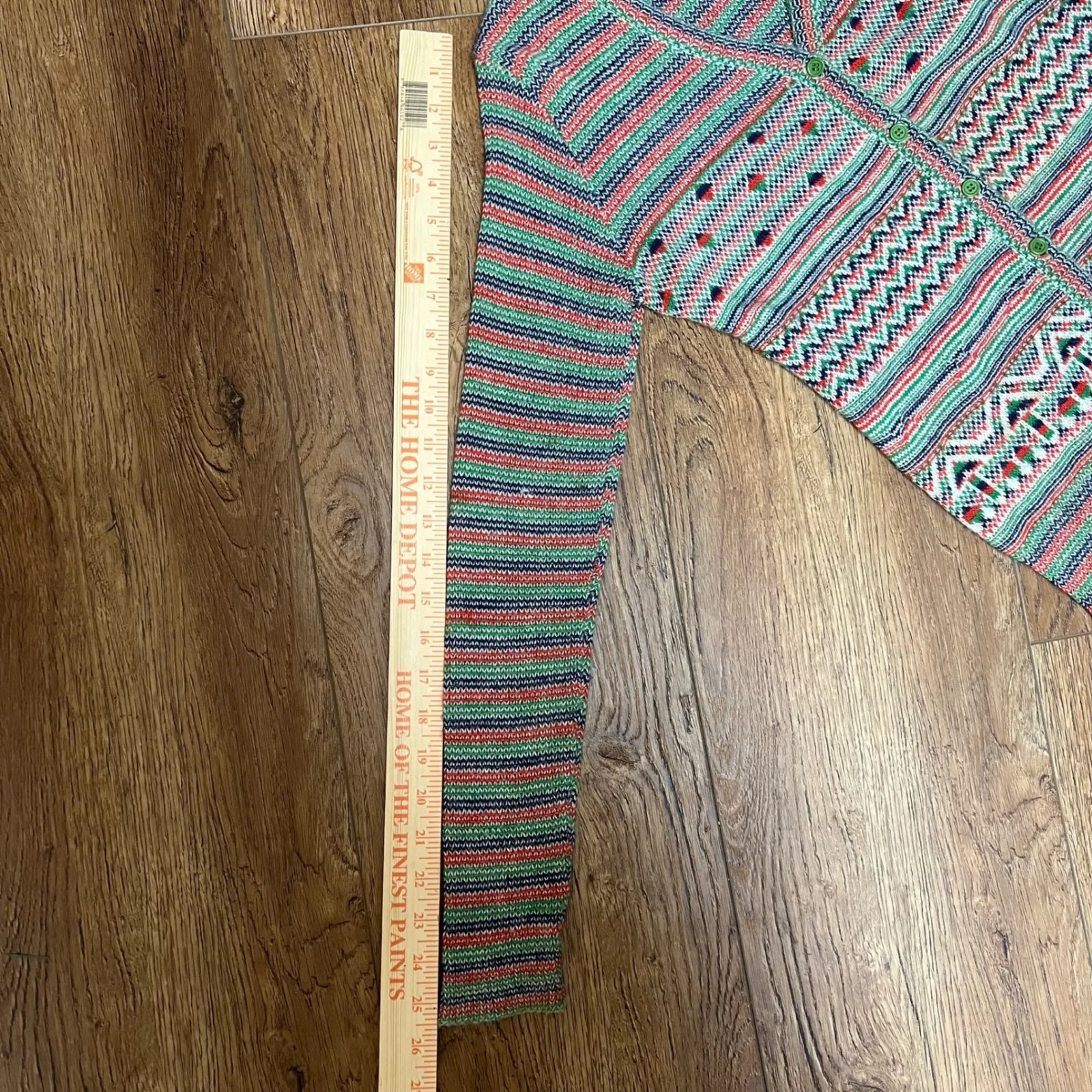 VTG Retro Knit Cardigan Sweater USA Made Union Colorful Button Up Wool Womens S Green - Image 4