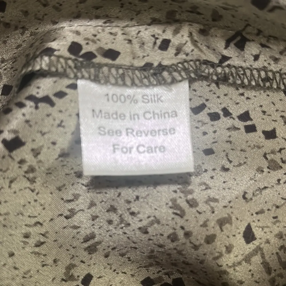 Parker Luxury 100% Silk Olive Green/Black Elastic Waist Wrap Dress Sz M - Image 6