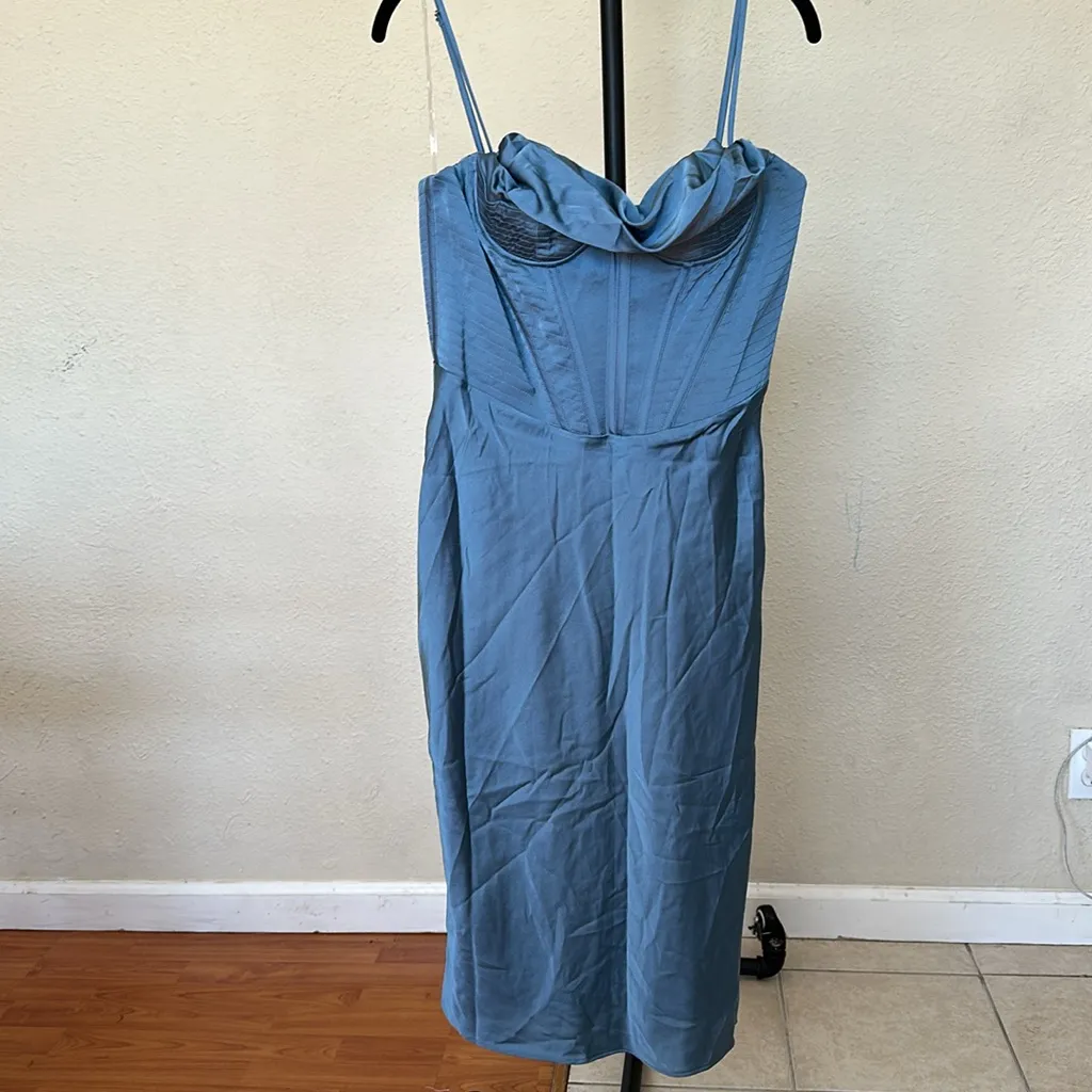 House of CB Myrna Aegean Corset‎ midi Dress in blue NWOT $269 size XL - Image 9