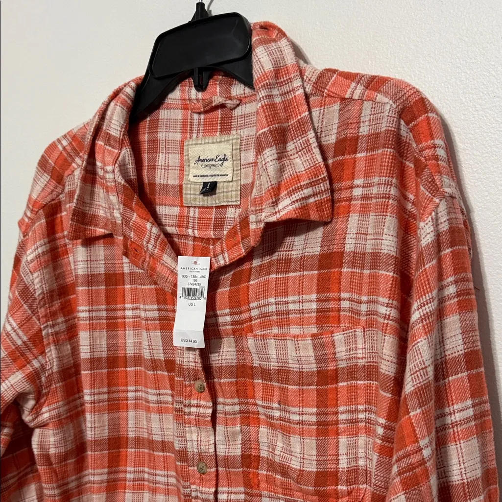 American Eagle Plaid Button-Up Shirt NWT - Image 3