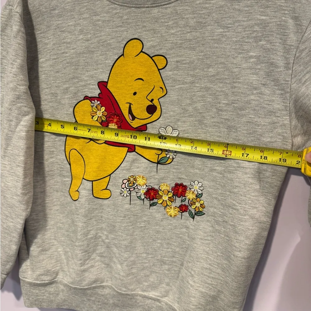 Disney Winnie the Pooh embroidered flower grey sweatshirt - Image 2
