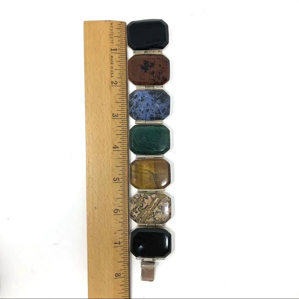 Sterling silver, multi-gemstone bracelet, 145.9g - Image 14