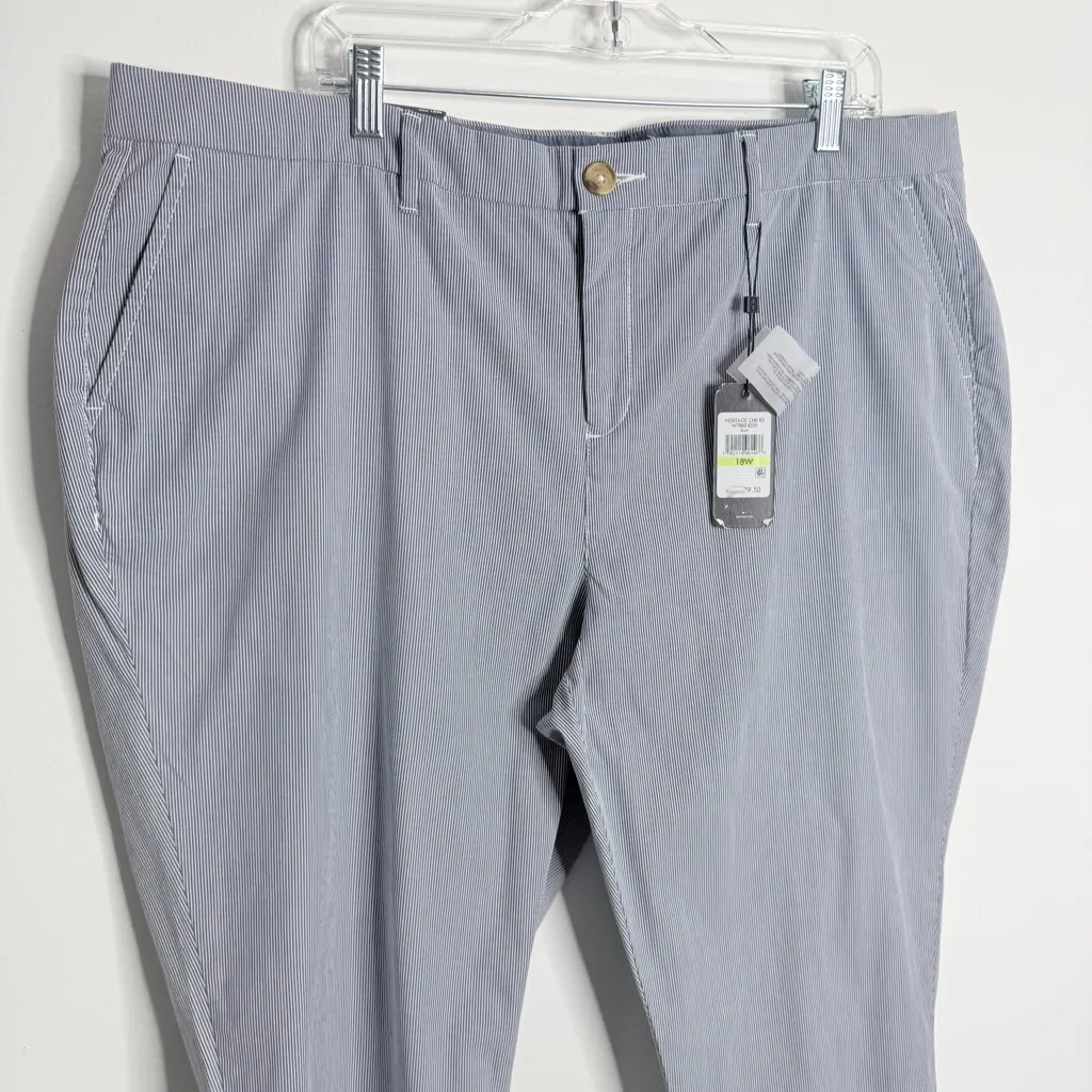 NWT Tommy Hilfiger Women's Blue White Hampton Pinstripe Chino Pant Slim‎ 18W - Image 8