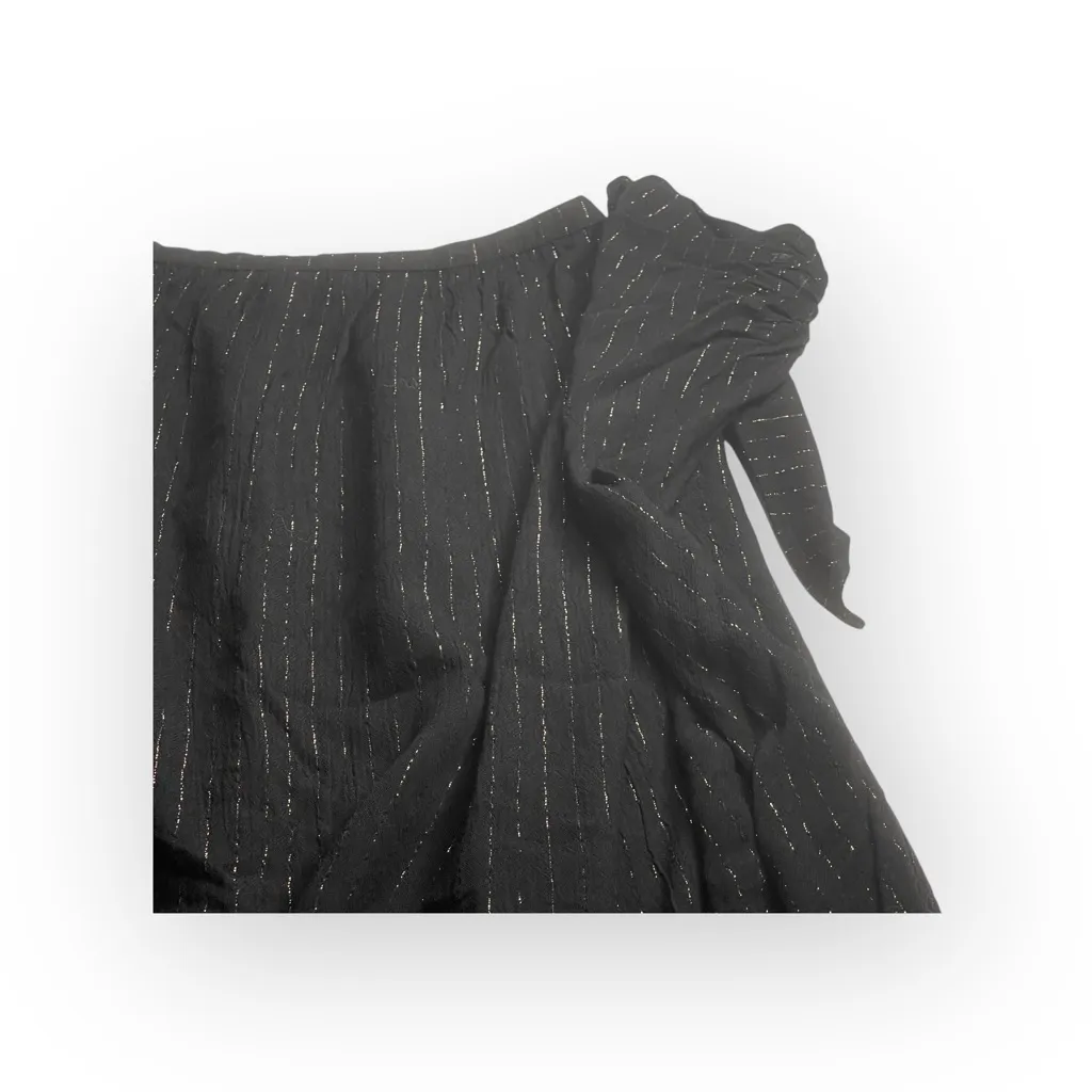 Tori Praver Swimwear 𒀭Bri Midi Metallic Lurex Thread Wrap Skirt 𒀭Black 𒀭Small - Image 9