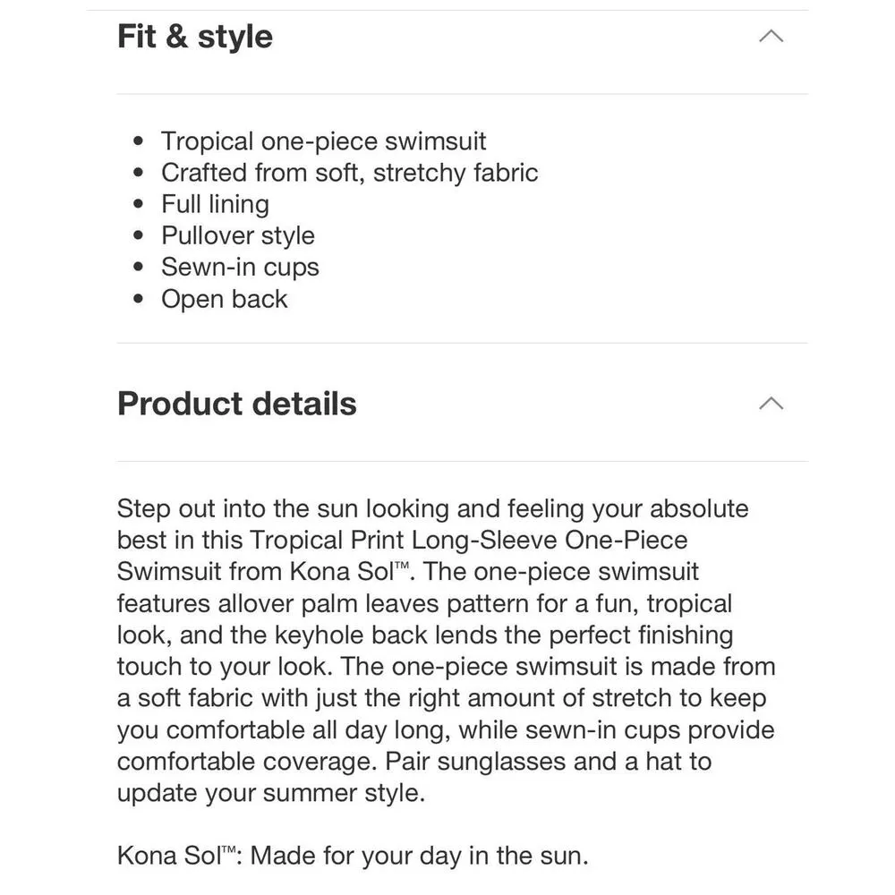 Women's Tropical Print Long Sleeve One Piece Swimsuit - Kona Sol Black L - Image 6