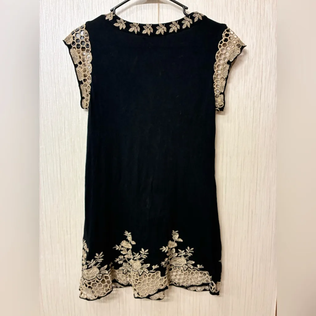 BCBGMAXAZRIA Y2K Fairy Grunge Embroidered Cap Sleeve Top | Empire Waist Black M - Image 3