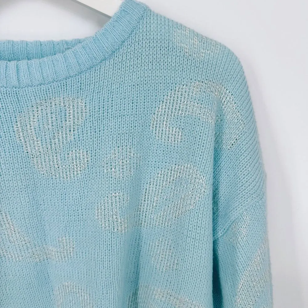 Vintage Via L.A. Paisley Knit‎ Sweater Blue Medium - Image 2