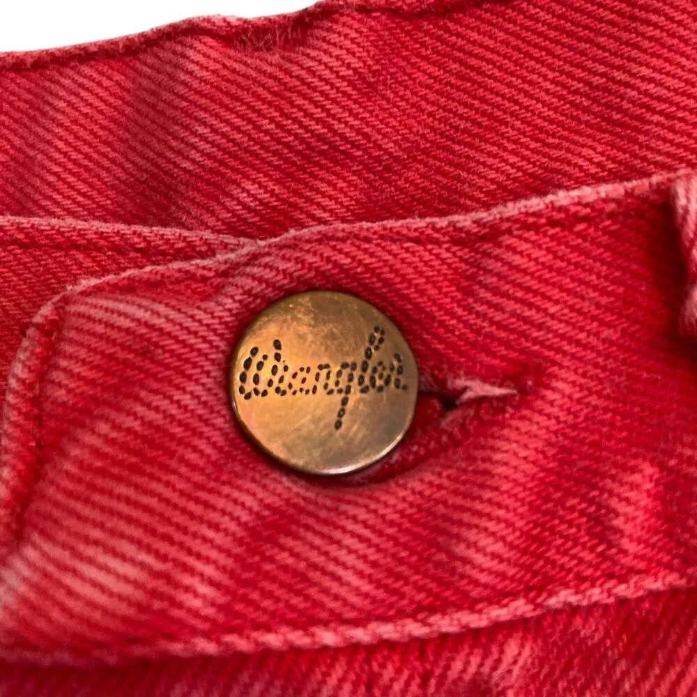 Vintage 80s Wrangler Red Cotton Denim High Waist Straight Leg Jeans Sz 28 13MRDG - Image 10