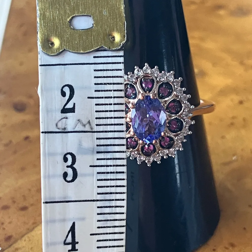 Natural Tanzanite Pink Sapphire Sterling Silver Ring Size 9 Purple - Image 8