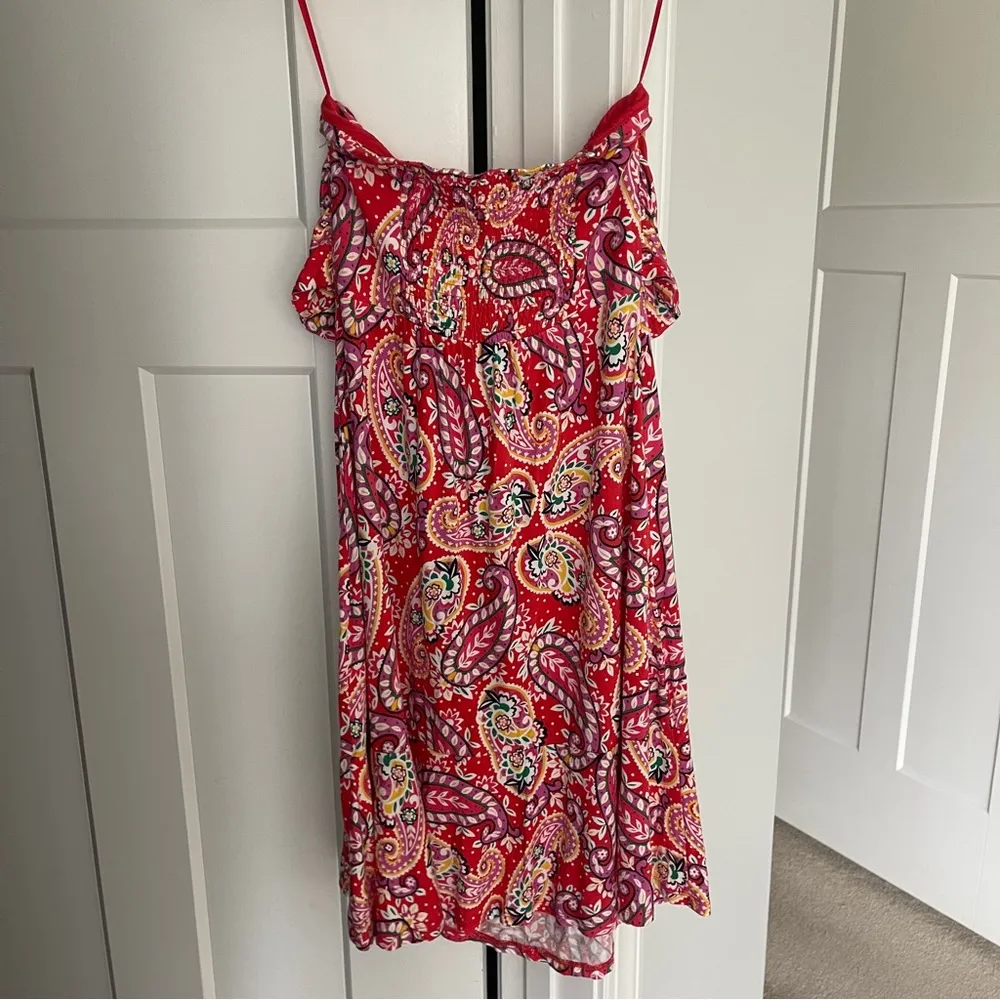 Boden Lilah Strapless paisley multi way halter Floral Dress Smocked Tie Red Size 6P - Image 7