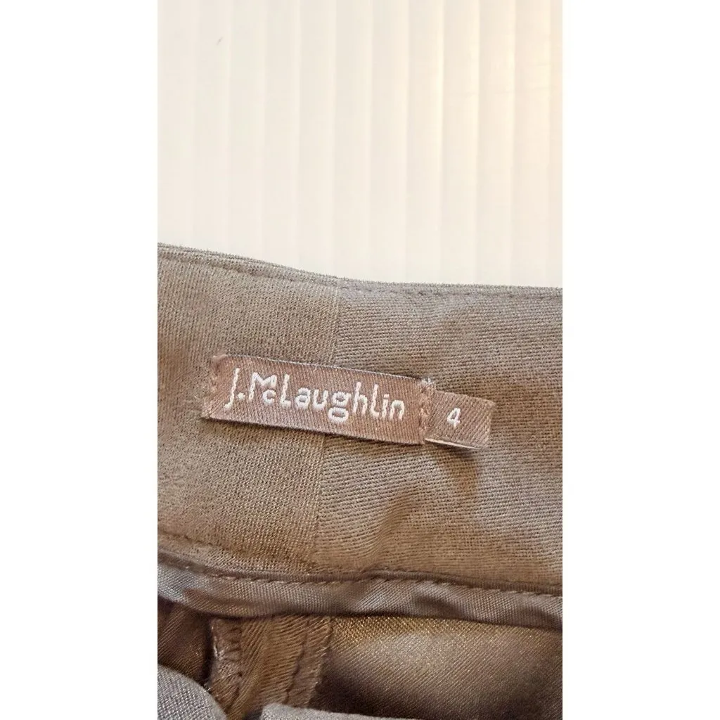 J. McLaughlin Chino Pants Womens 4 Brown Stretch Flat Front Straight Leg Preppy - Image 5