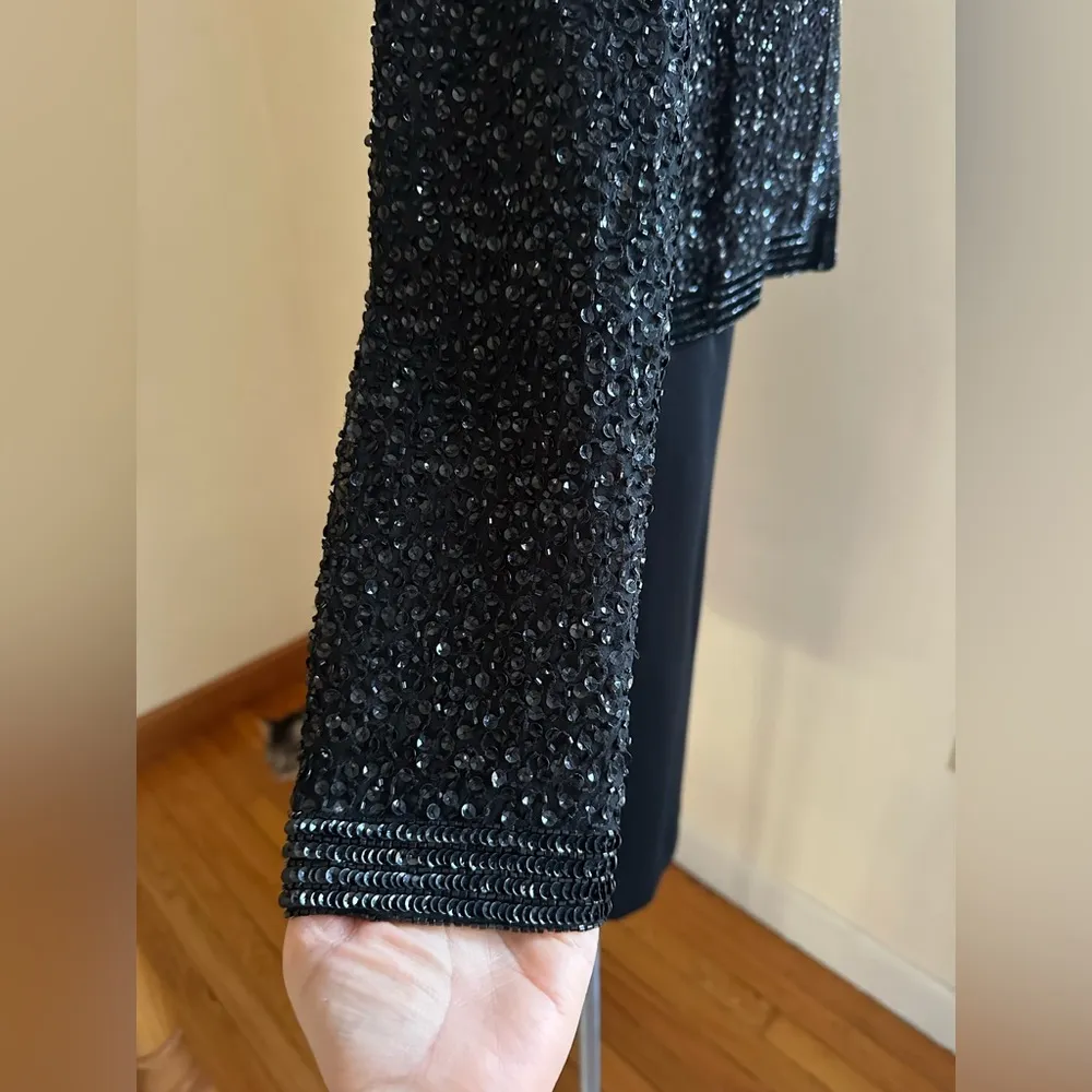 Niteline Della Roufogali Black Elegant Beaded 1 Top Hook Closure SZ L Size L - Image 5