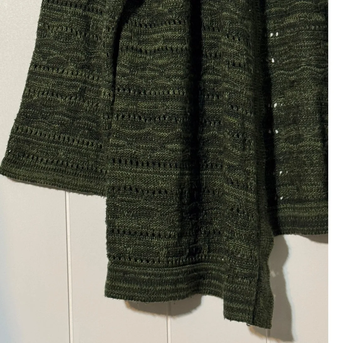 Studio Works Womens Size Large Green Open Knit Cardigan Sweater 3/4 Sleeve - Image 5