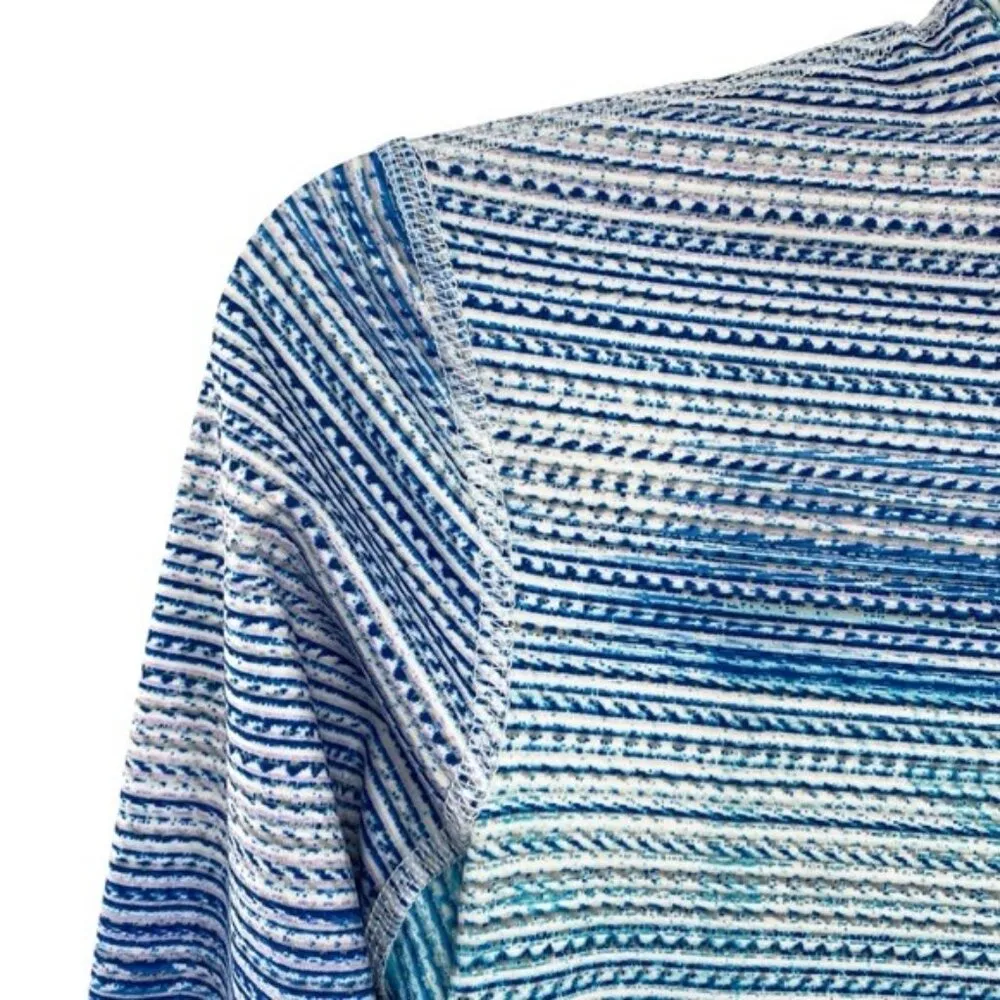 Nike Dri-Fit Blue Striped Long Sleeve Base Layer Running Pullover Top - Image 5