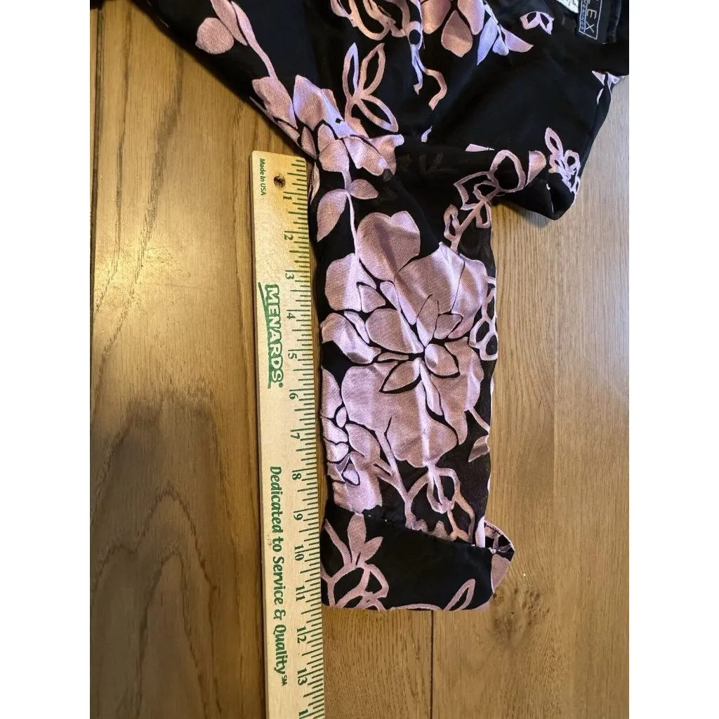 Alex Evenings Size Small Dressy Black Pink Floral Wrap‎ Look Jacket Top Formal - Image 5